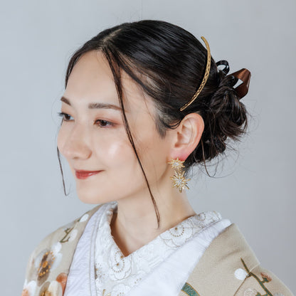ピアス　イヤリング | ジルコニア | 星モチーフ | ゴールド | (BC-E79)【結婚式　アクセサリー　ピアス　イヤリング】
