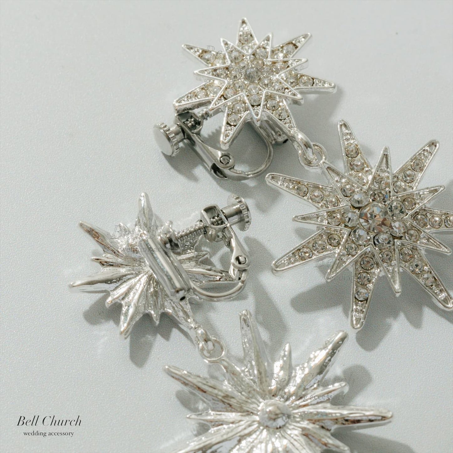 ピアス　イヤリング | ジルコニア | 星モチーフ | シルバー | (BC-E80)【結婚式　アクセサリー　ピアス　イヤリング】