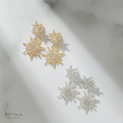 ピアス　イヤリング | ジルコニア | 星モチーフ | シルバー | (BC-E80)【結婚式　アクセサリー　ピアス　イヤリング】