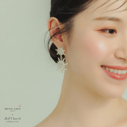 ピアス　イヤリング | ジルコニア | 星モチーフ | シルバー | (BC-E80)【結婚式　アクセサリー　ピアス　イヤリング】