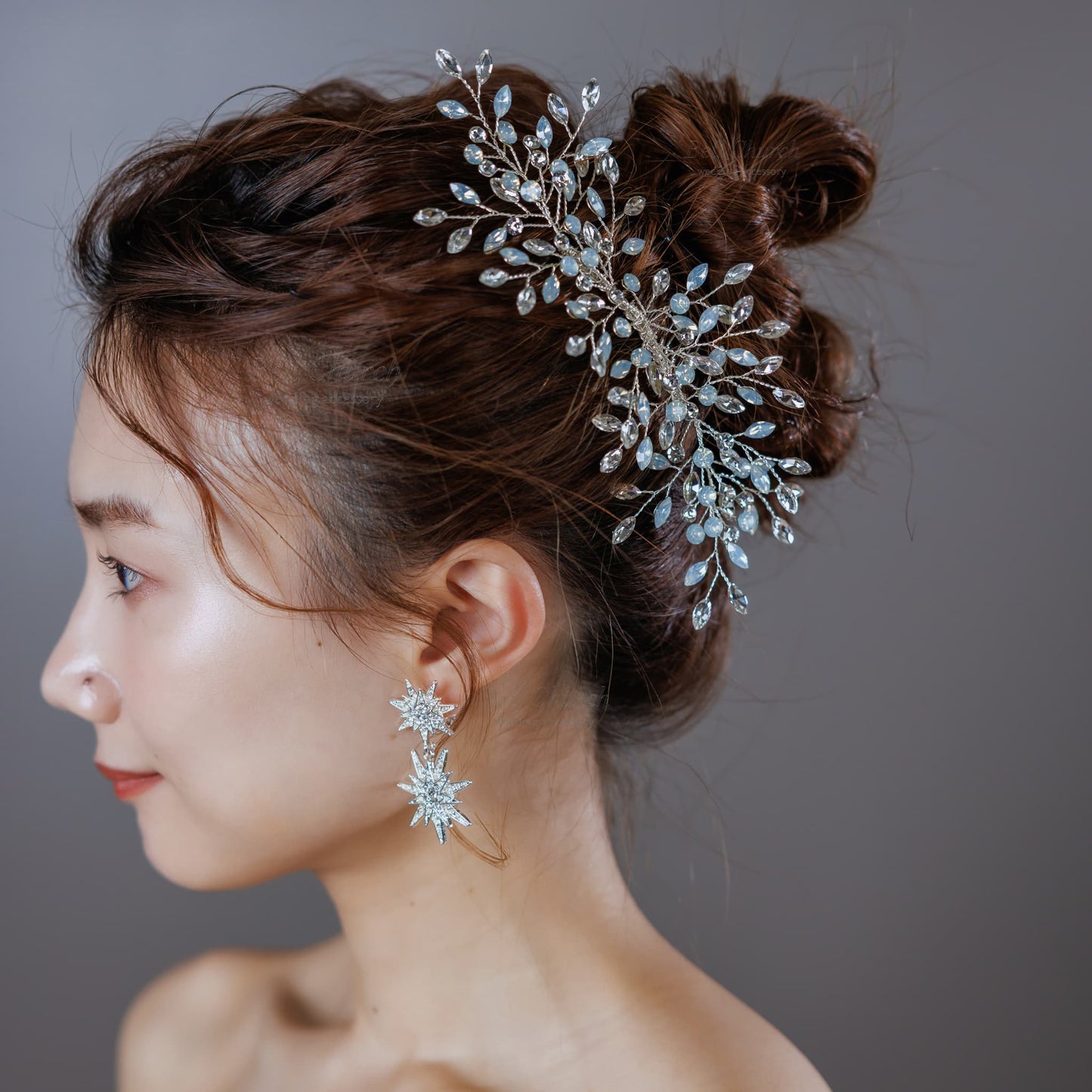 ピアス　イヤリング | ジルコニア | 星モチーフ | シルバー | (BC-E80)【結婚式　アクセサリー　ピアス　イヤリング】