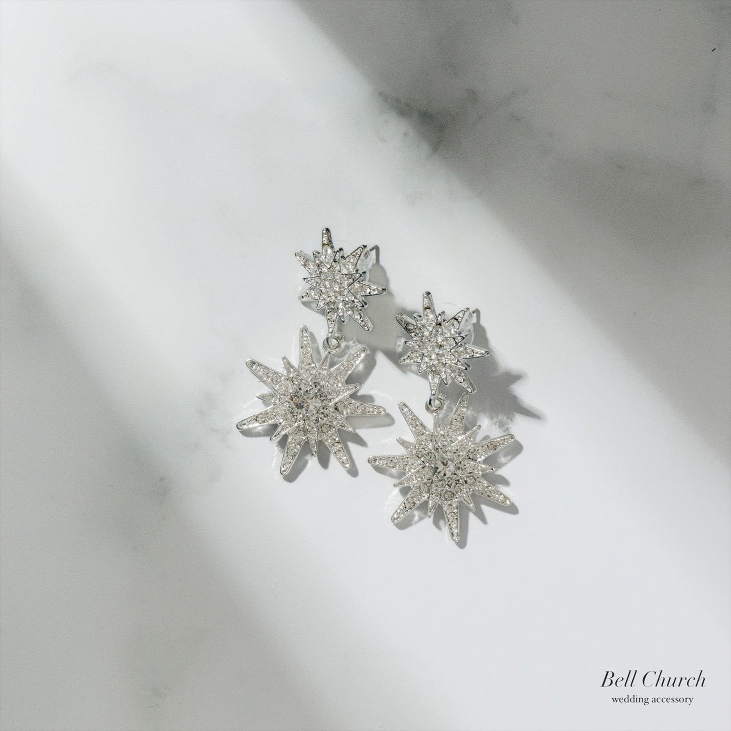 ピアス　イヤリング | ジルコニア | 星モチーフ | シルバー | (BC-E80)【結婚式　アクセサリー　ピアス　イヤリング】