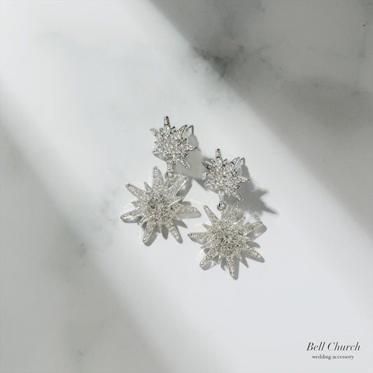 ピアス　イヤリング | ジルコニア | 星モチーフ | シルバー | (BC-E80)【結婚式　アクセサリー　ピアス　イヤリング】