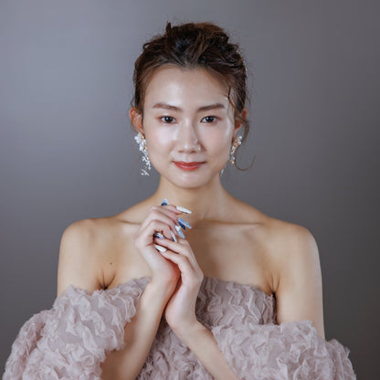 ピアス　イヤリング | 小枝アクセサリー | パール | リーフモチーフ | シルバー | (BC-E81)【結婚式　アクセサリー　ピアス　イヤリング】