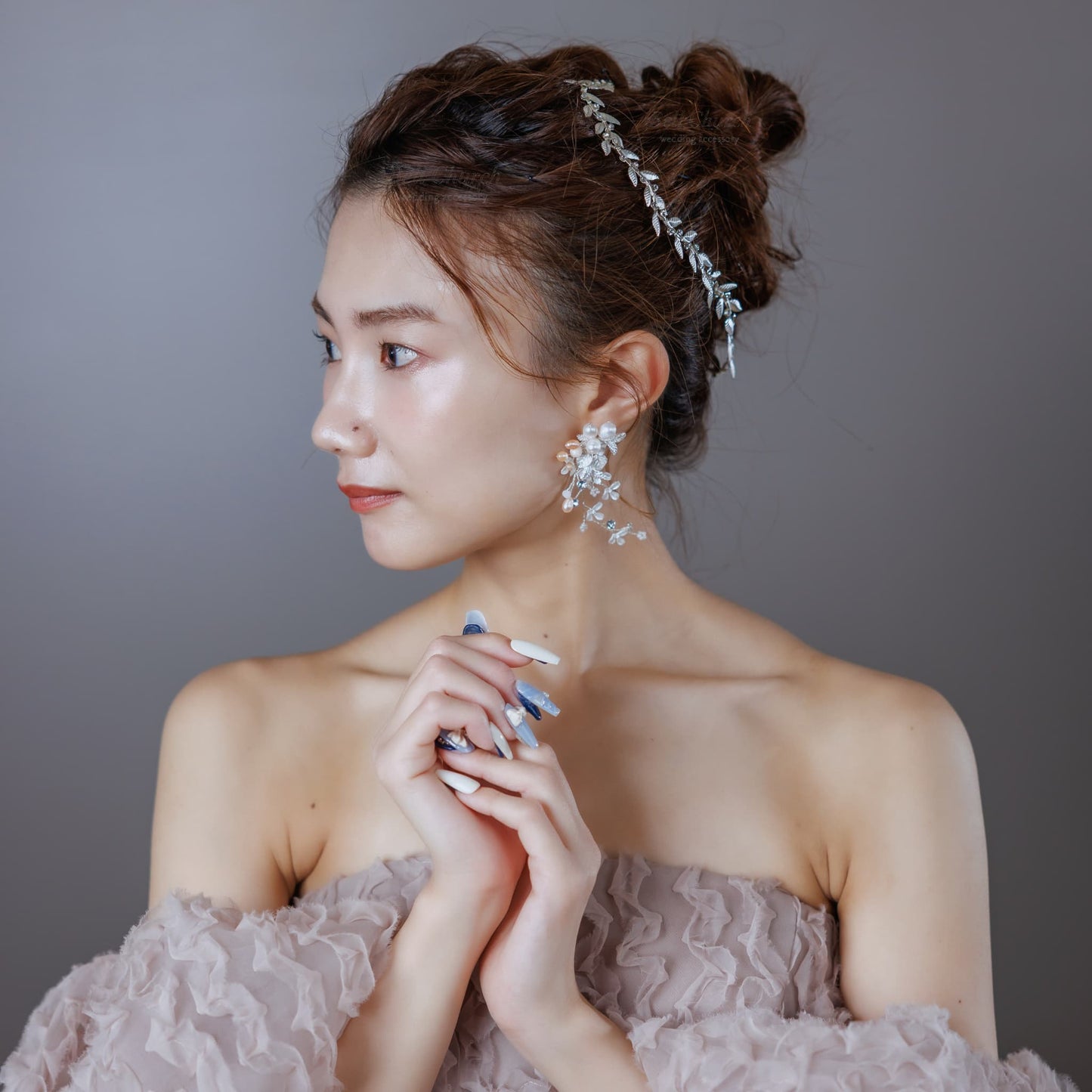 ピアス　イヤリング | 小枝アクセサリー | パール | リーフモチーフ | シルバー | (BC-E81)【結婚式　アクセサリー　ピアス　イヤリング】