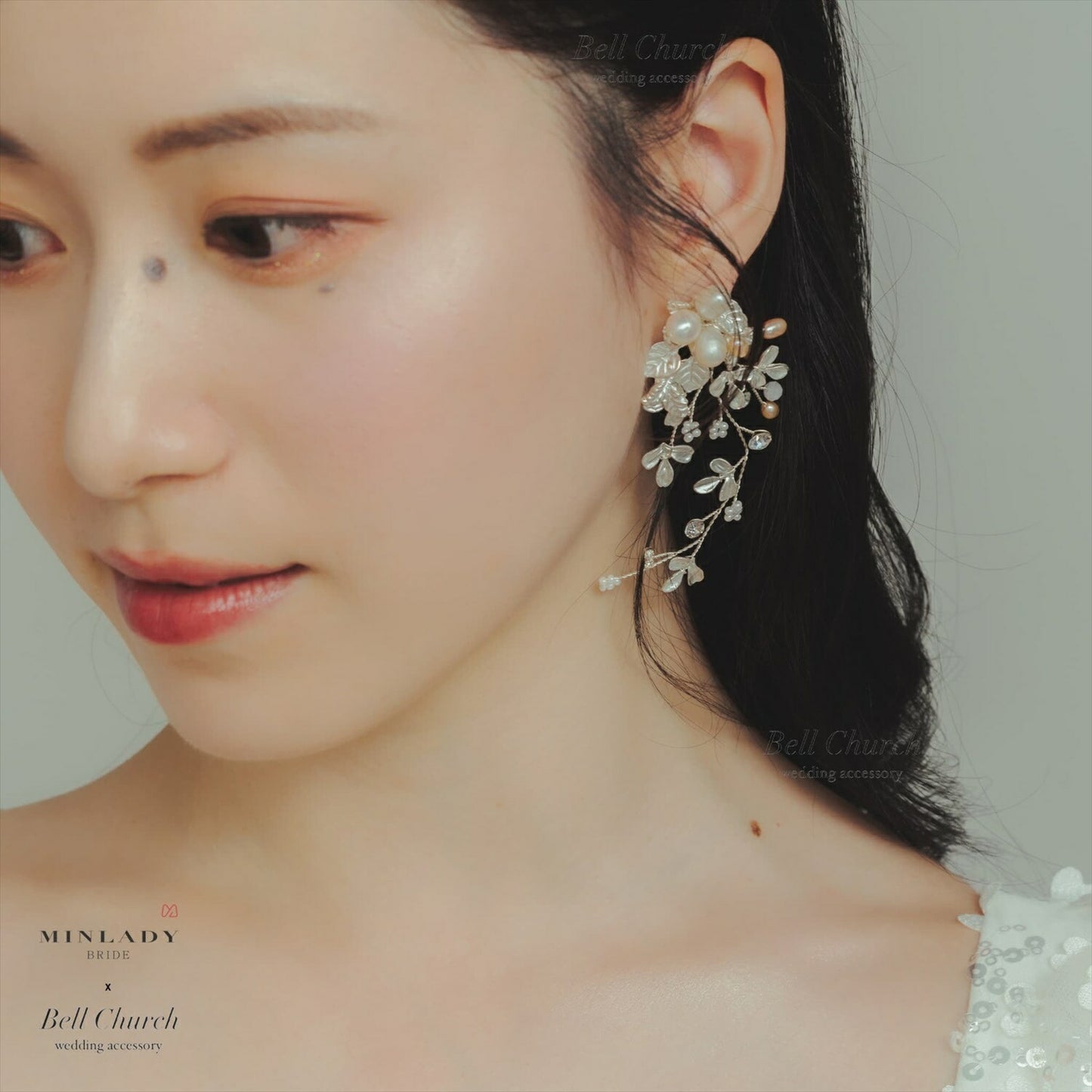 ピアス　イヤリング | 小枝アクセサリー | パール | リーフモチーフ | シルバー | (BC-E81)【結婚式　アクセサリー　ピアス　イヤリング】