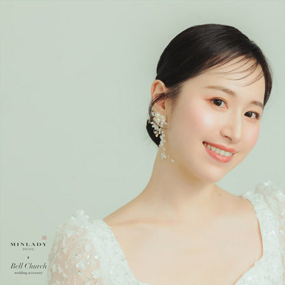 ピアス　イヤリング | 小枝アクセサリー | パール | リーフモチーフ | シルバー | (BC-E81)【結婚式　アクセサリー　ピアス　イヤリング】