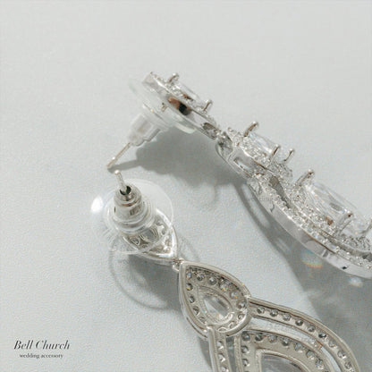 ピアス　イヤリング | キュービックジルコニア | シルバー | (BC-E82)【結婚式　アクセサリー　ピアス　イヤリング】