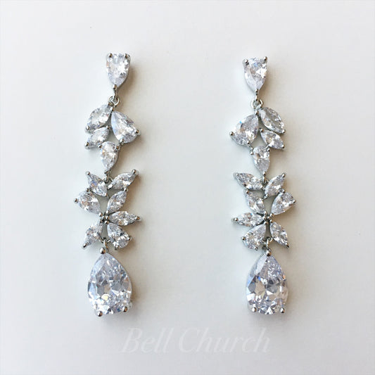 ウェディングピアス　イヤリング |クリスタル キュービックジルコニア (BC-E8)【結婚式　アクセサリー　ピアス　イヤリング】