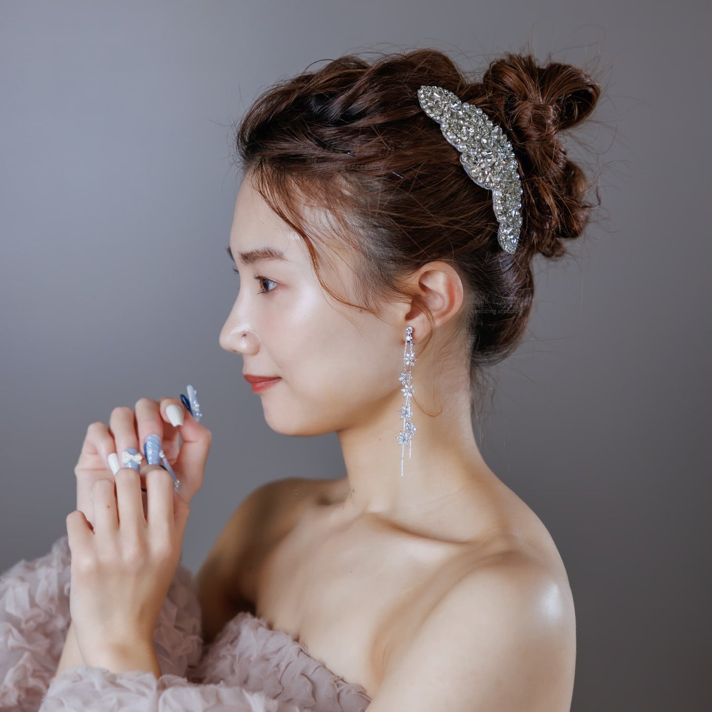 ヘッドドレス ボンネ コーム ビジュー & パール (BC-H10)｜ウェディングアクセサリー【結婚式　アクセサリー　ヘッドドレス　ヘアアクセサリー　ボンネ】