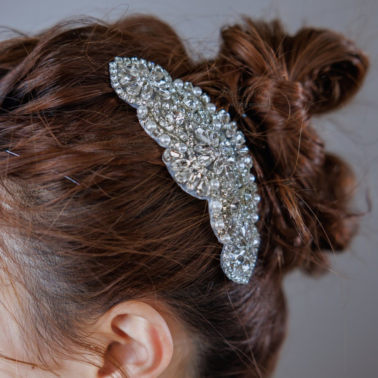 ヘッドドレス ボンネ コーム ビジュー & パール (BC-H10)｜ウェディングアクセサリー【結婚式　アクセサリー　ヘッドドレス　ヘアアクセサリー　ボンネ】