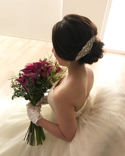 ヘッドドレス ボンネ コーム ビジュー & パール (BC-H10)｜ウェディングアクセサリー【結婚式　アクセサリー　ヘッドドレス　ヘアアクセサリー　ボンネ】