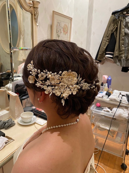 ヘッドピース パール お花モチーフ (BC-H11)｜ウェディングアクセサリー【結婚式　アクセサリー　ヘッドドレス　ヘアアクセサリー】