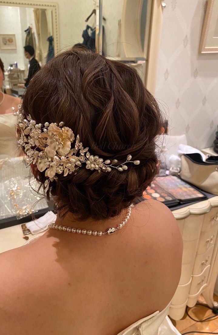 ヘッドピース パール お花モチーフ (BC-H11)｜ウェディングアクセサリー【結婚式　アクセサリー　ヘッドドレス　ヘアアクセサリー】