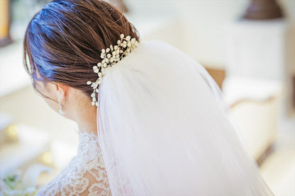ヘッドピース パール お花モチーフ (BC-H11)｜ウェディングアクセサリー【結婚式　アクセサリー　ヘッドドレス　ヘアアクセサリー】