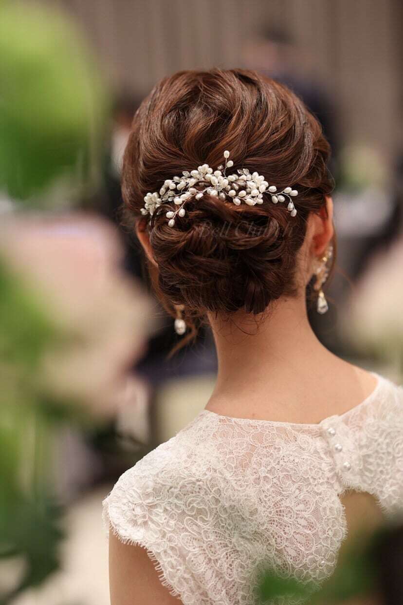 ヘッドピース パール お花モチーフ (BC-H11)｜ウェディングアクセサリー【結婚式　アクセサリー　ヘッドドレス　ヘアアクセサリー】
