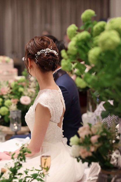 ヘッドピース パール お花モチーフ (BC-H11)｜ウェディングアクセサリー【結婚式　アクセサリー　ヘッドドレス　ヘアアクセサリー】