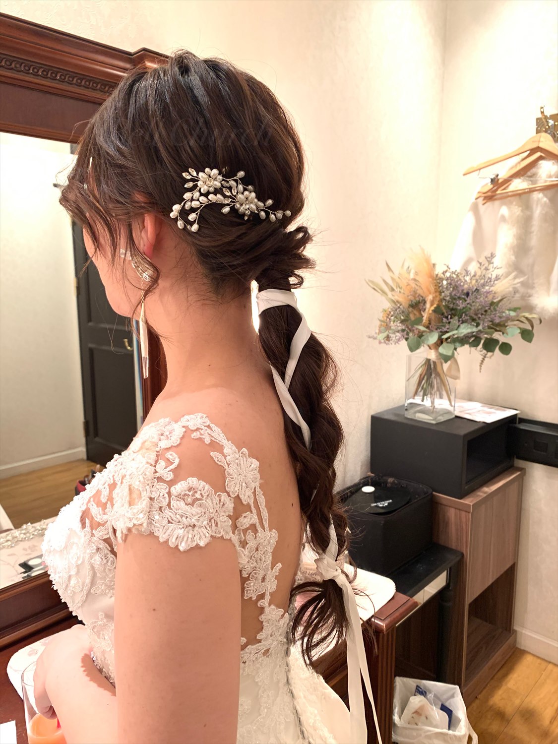 ヘッドピース パール お花モチーフ (BC-H11)｜ウェディングアクセサリー【結婚式　アクセサリー　ヘッドドレス　ヘアアクセサリー】