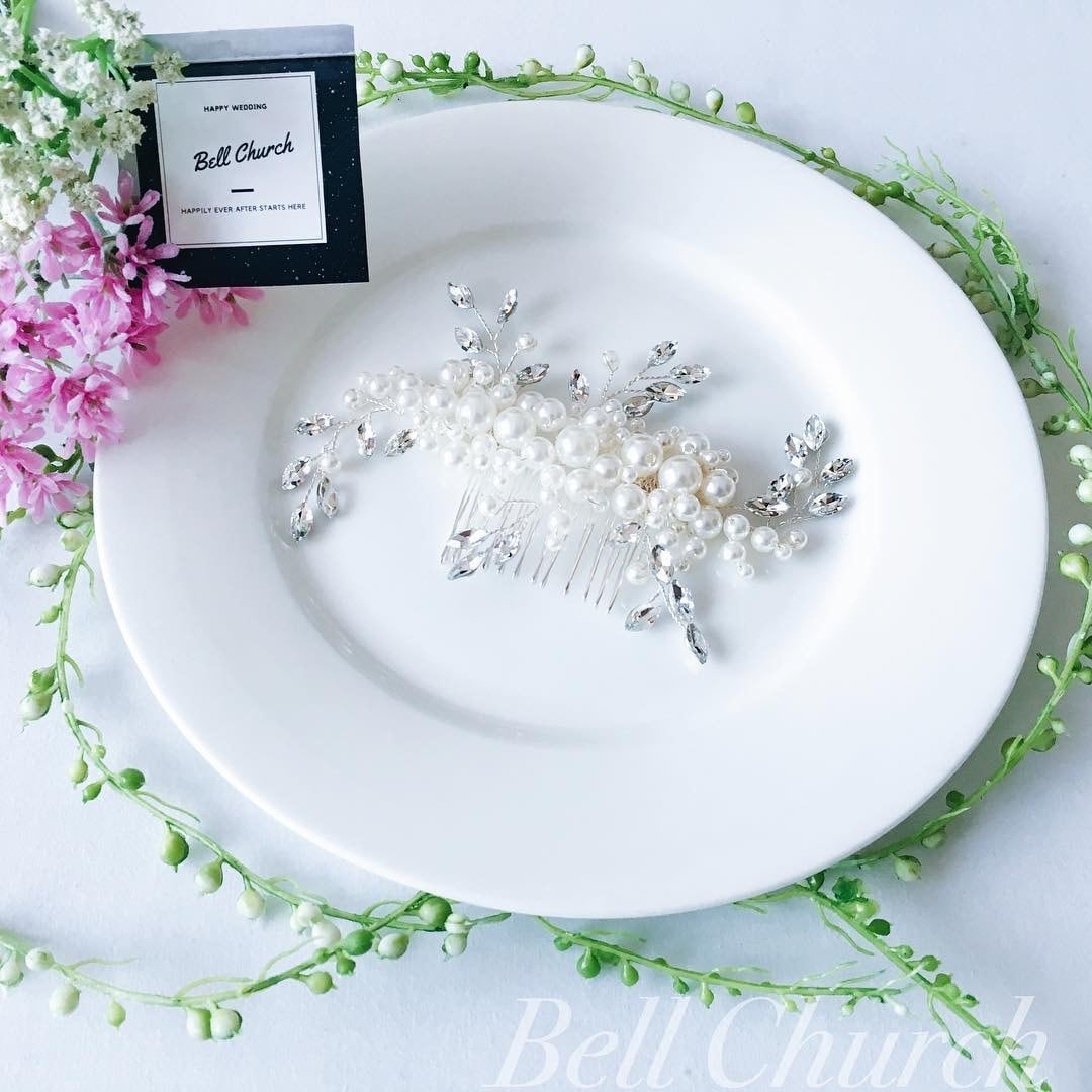 コーム パール & ビジュー(BC-H12)｜ウェディングアクセサリー【結婚式　アクセサリー　ヘッドドレス　ヘアアクセサリー】