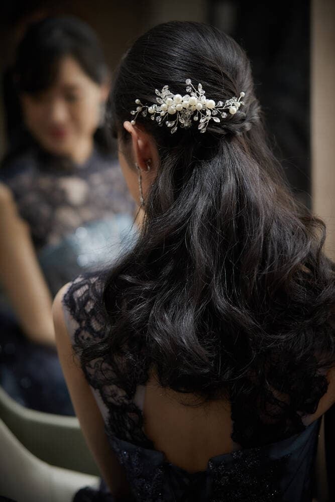 ヘアコーム パール クリスタル ラインストーン (BC-H14)｜ブライダルアクセサリー【結婚式　アクセサリー　ヘッドドレス　ヘアアクセサリー】