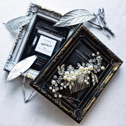 ヘアコーム パール クリスタル ラインストーン (BC-H14)｜ブライダルアクセサリー【結婚式　アクセサリー　ヘッドドレス　ヘアアクセサリー】