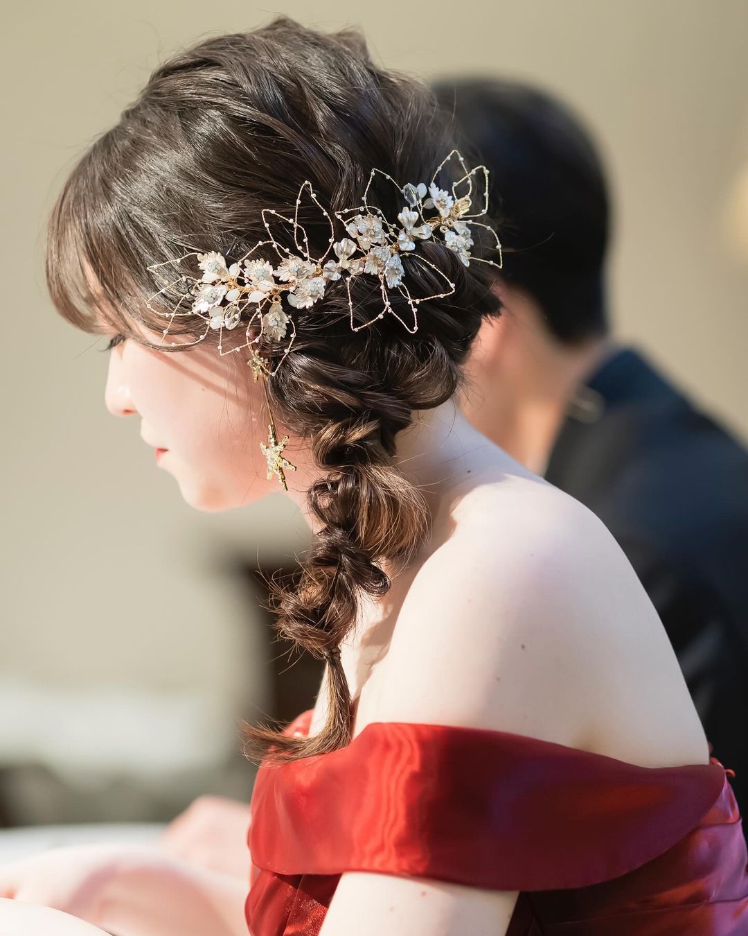 ヘッドドレス｜リーフ(葉っぱ) モチーフ & フラワー(お花)｜ゴールド (BC-H16)｜ウェディングアクセサリー【結婚式　アクセサリー　ヘッドドレス　ヘアアクセサリー】