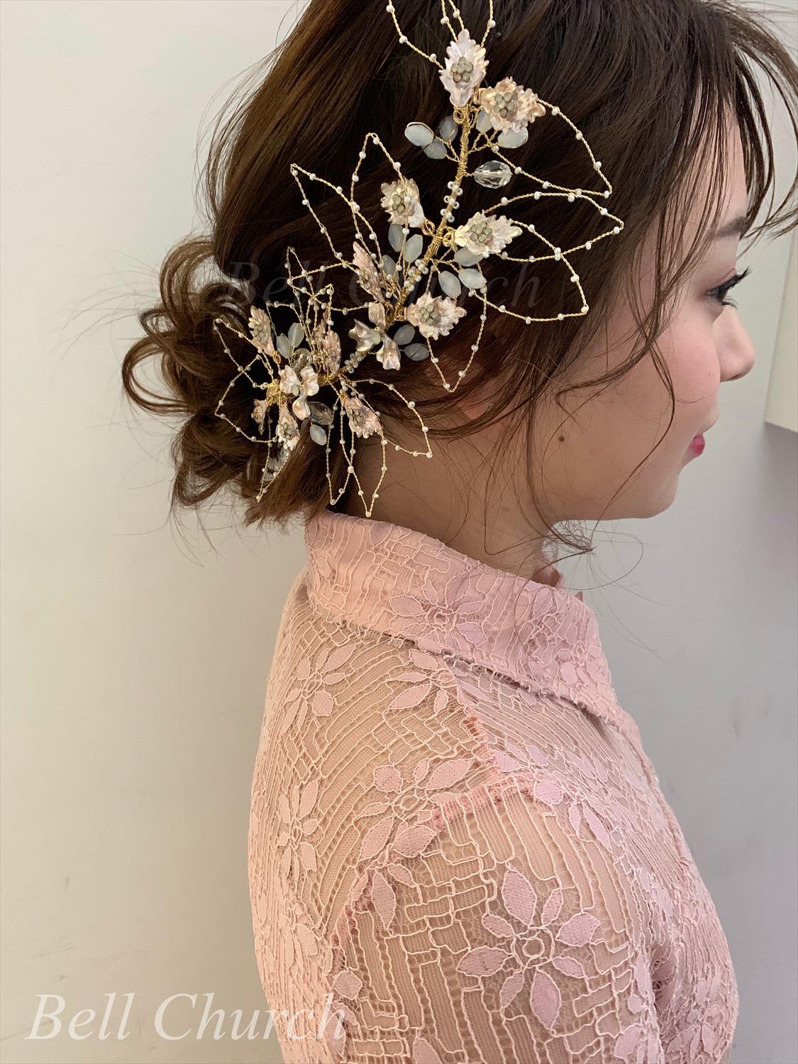 ヘッドドレス｜リーフ(葉っぱ) モチーフ & フラワー(お花)｜ゴールド (BC-H16)｜ウェディングアクセサリー【結婚式　アクセサリー　ヘッドドレス　ヘアアクセサリー】