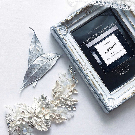 ヘッドドレス お花モチーフ ビーズ & ビジュー シルバー (BC-H17)｜ウェディングアクセサリー【結婚式　アクセサリー　ヘッドドレス　ヘアアクセサリー】