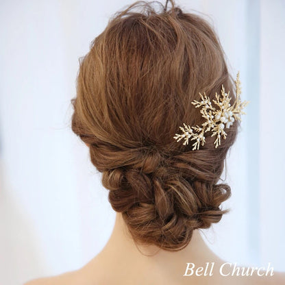 ヘッドドレス パールとビーズ ヘアクリップ  (BC-H19)｜ウェディングアクセサリー【結婚式　アクセサリー　ヘッドドレス　ヘアアクセサリー】