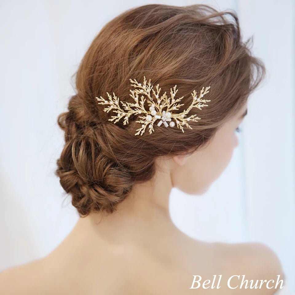 ヘッドドレス パールとビーズ ヘアクリップ  (BC-H19)｜ウェディングアクセサリー【結婚式　アクセサリー　ヘッドドレス　ヘアアクセサリー】