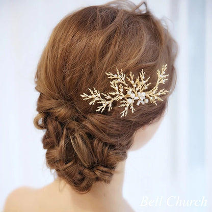 ヘッドドレス パールとビーズ ヘアクリップ  (BC-H19)｜ウェディングアクセサリー【結婚式　アクセサリー　ヘッドドレス　ヘアアクセサリー】