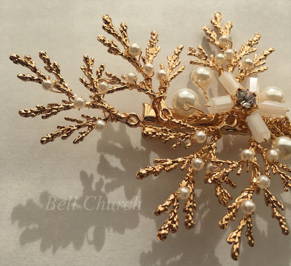 ヘッドドレス パールとビーズ ヘアクリップ  (BC-H19)｜ウェディングアクセサリー【結婚式　アクセサリー　ヘッドドレス　ヘアアクセサリー】