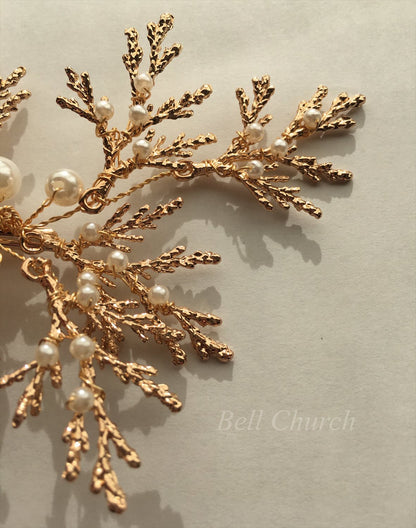 ヘッドドレス パールとビーズ ヘアクリップ  (BC-H19)｜ウェディングアクセサリー【結婚式　アクセサリー　ヘッドドレス　ヘアアクセサリー】