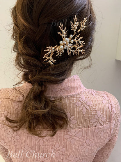 ヘッドドレス パールとビーズ ヘアクリップ  (BC-H19)｜ウェディングアクセサリー【結婚式　アクセサリー　ヘッドドレス　ヘアアクセサリー】