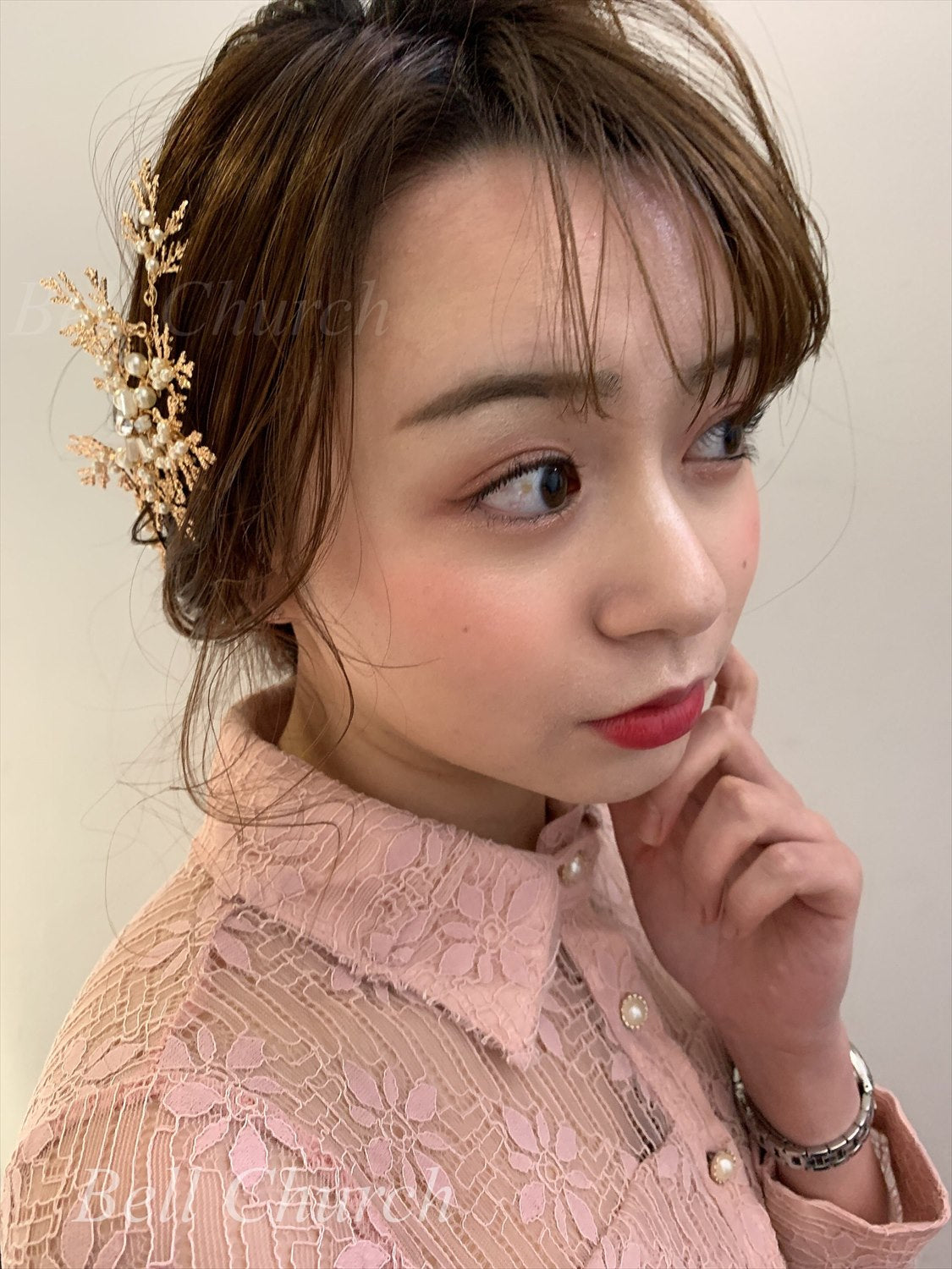 ヘッドドレス パールとビーズ ヘアクリップ  (BC-H19)｜ウェディングアクセサリー【結婚式　アクセサリー　ヘッドドレス　ヘアアクセサリー】