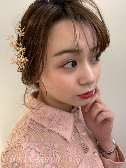 ヘッドドレス パールとビーズ ヘアクリップ  (BC-H19)｜ウェディングアクセサリー【結婚式　アクセサリー　ヘッドドレス　ヘアアクセサリー】