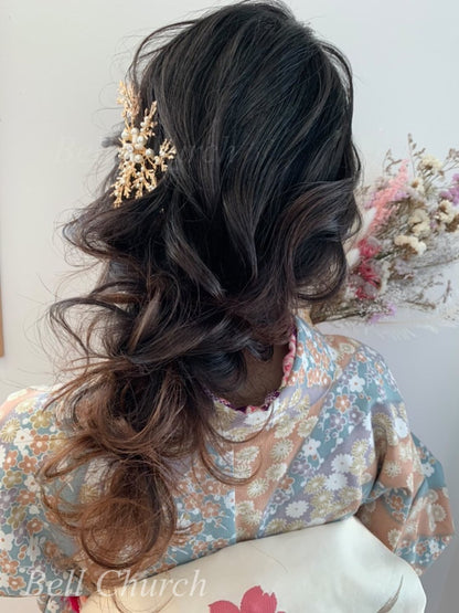 ヘッドドレス パールとビーズ ヘアクリップ  (BC-H19)｜ウェディングアクセサリー【結婚式　アクセサリー　ヘッドドレス　ヘアアクセサリー】