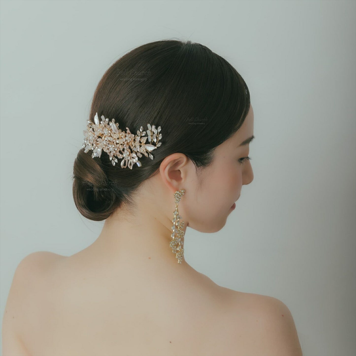 ヘアコーム | 小枝アクセサリー | お花モチーフ | ジルコニア | ゴールド | (BC-H44)【結婚式　アクセサリー　ヘッドドレス　ヘアアクセサリー】