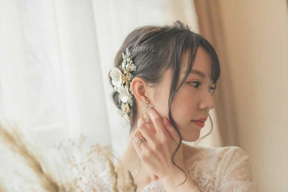 ヘッドドレス  お花モチーフ ビジュー シャンパンゴールド(BC-H22)｜ウェディングアクセサリー【結婚式　アクセサリー　ヘッドドレス　ヘアアクセサリー】