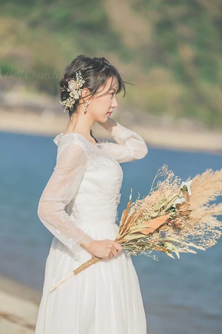 ヘッドドレス  お花モチーフ ビジュー シャンパンゴールド(BC-H22)｜ウェディングアクセサリー【結婚式　アクセサリー　ヘッドドレス　ヘアアクセサリー】