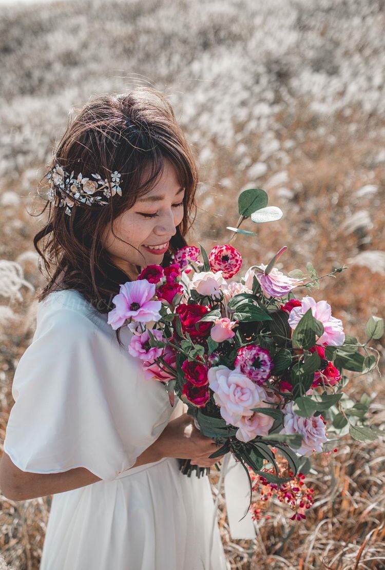 ヘッドドレス  お花モチーフ ビジュー シャンパンゴールド(BC-H22)｜ウェディングアクセサリー【結婚式　アクセサリー　ヘッドドレス　ヘアアクセサリー】