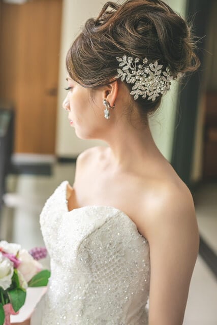 ヘッドドレス パールとラインストーン お花モチーフ シルバー  (BC-H25)｜ウェディングアクセサリー【結婚式　アクセサリー　ヘッドドレス　ヘアアクセサリー】