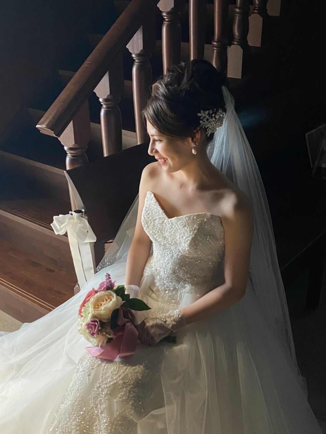 ヘッドドレス パールとラインストーン お花モチーフ シルバー  (BC-H25)｜ウェディングアクセサリー【結婚式　アクセサリー　ヘッドドレス　ヘアアクセサリー】