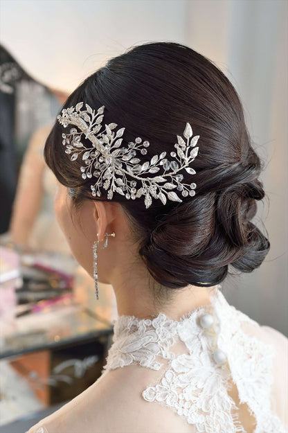 ヘッドドレス ビジューとクリスタル シルバー (BC-H26)｜ウェディングアクセサリー【結婚式　アクセサリー　ヘッドドレス　ヘアアクセサリー】
