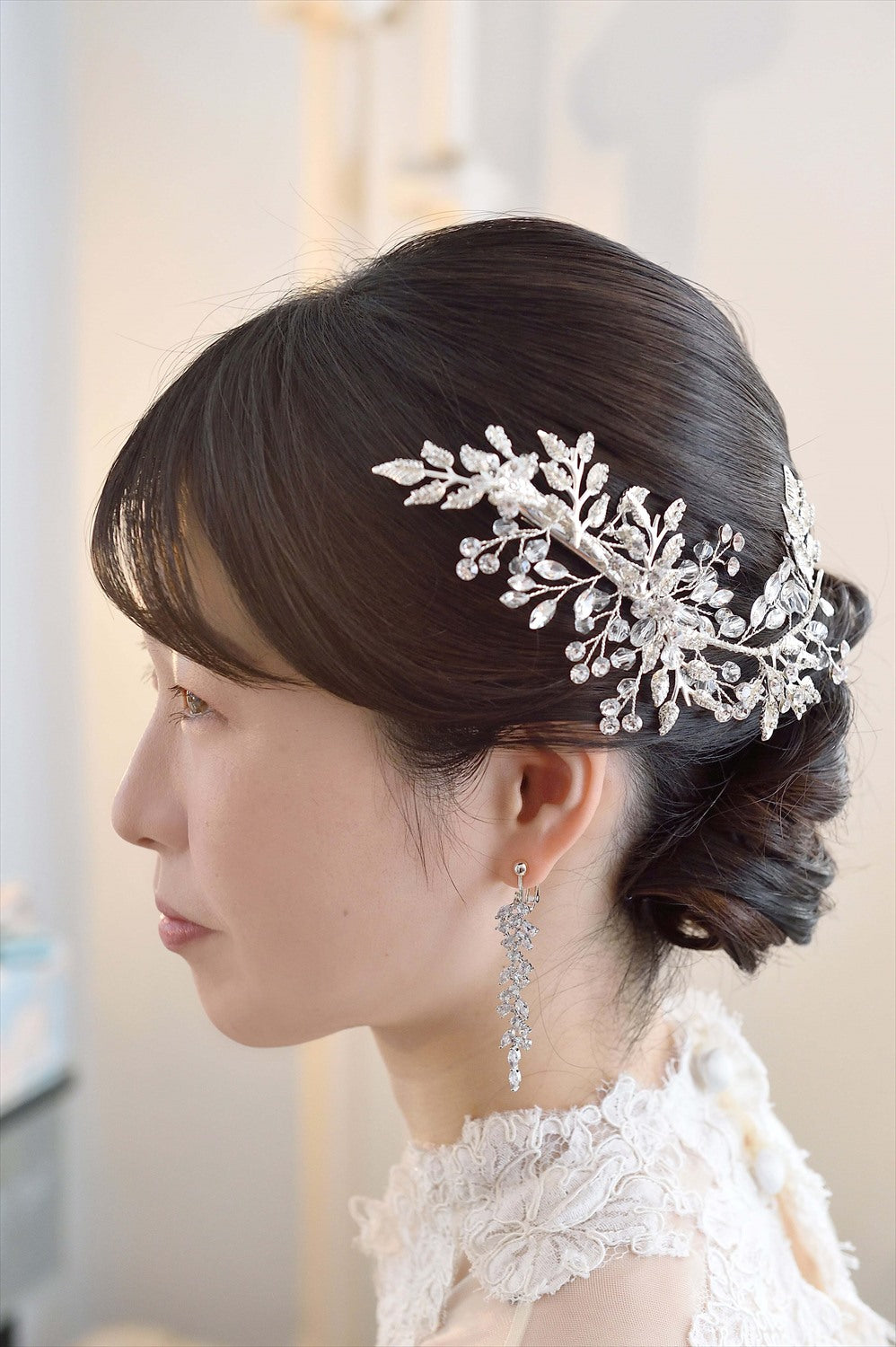 ヘッドドレス ビジューとクリスタル シルバー (BC-H26)｜ウェディングアクセサリー【結婚式　アクセサリー　ヘッドドレス　ヘアアクセサリー】