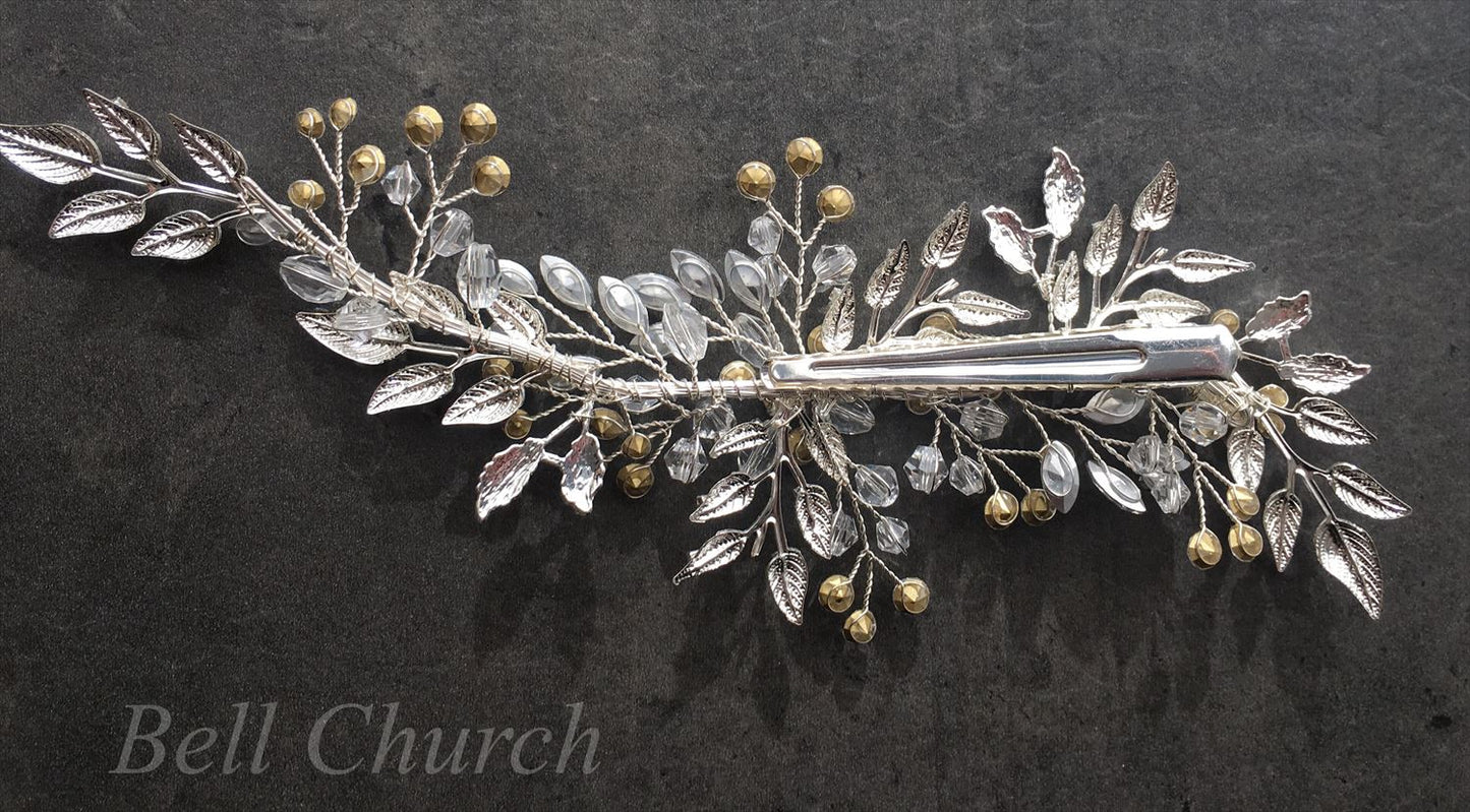 ヘッドドレス ビジューとクリスタル シルバー (BC-H26)｜ウェディングアクセサリー【結婚式　アクセサリー　ヘッドドレス　ヘアアクセサリー】