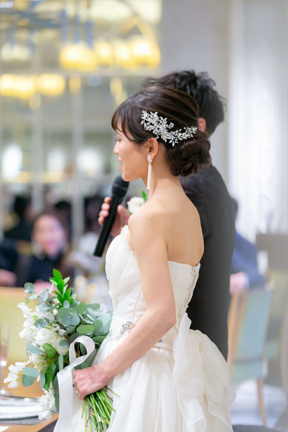 ヘッドドレス ビジューとクリスタル シルバー (BC-H26)｜ウェディングアクセサリー【結婚式　アクセサリー　ヘッドドレス　ヘアアクセサリー】