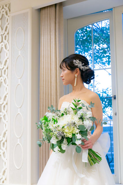 ヘッドドレス ビジューとクリスタル シルバー (BC-H26)｜ウェディングアクセサリー【結婚式　アクセサリー　ヘッドドレス　ヘアアクセサリー】