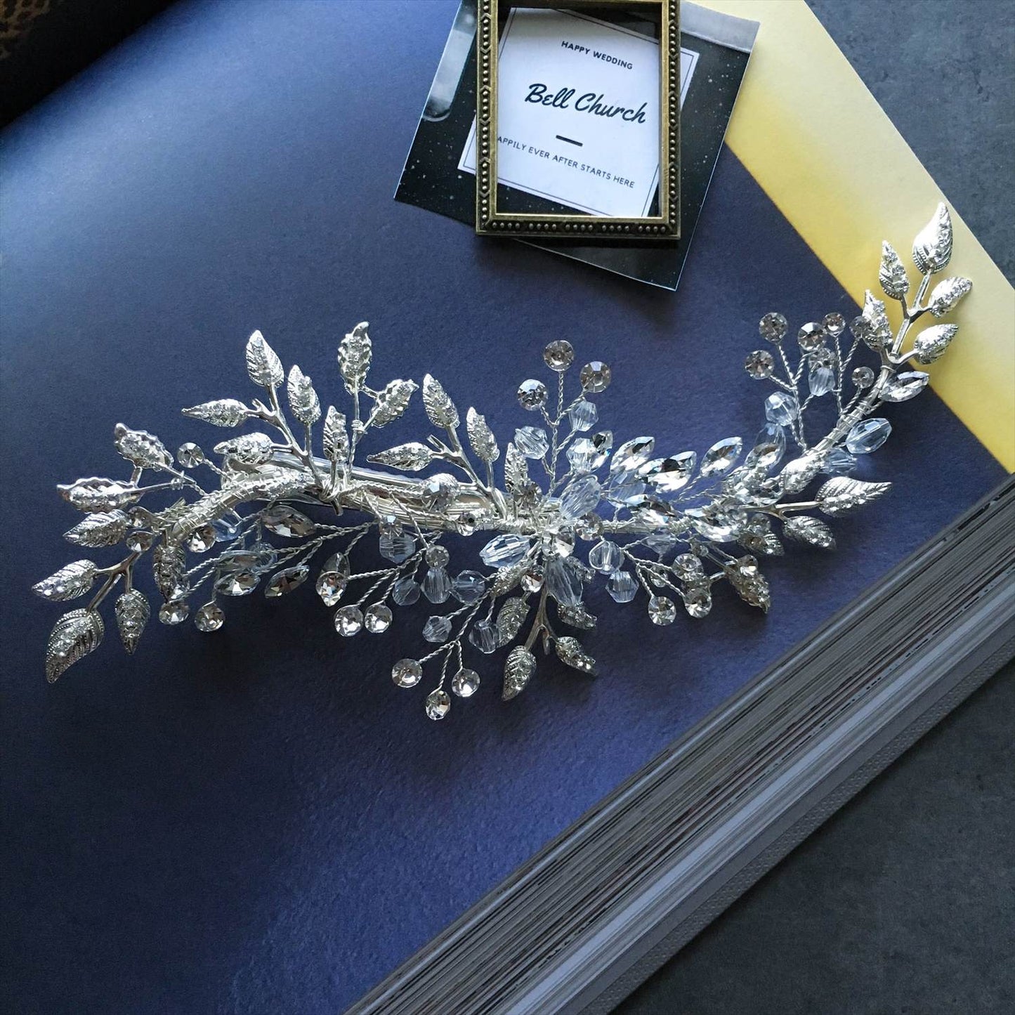 ヘッドドレス ビジューとクリスタル シルバー (BC-H26)｜ウェディングアクセサリー【結婚式　アクセサリー　ヘッドドレス　ヘアアクセサリー】