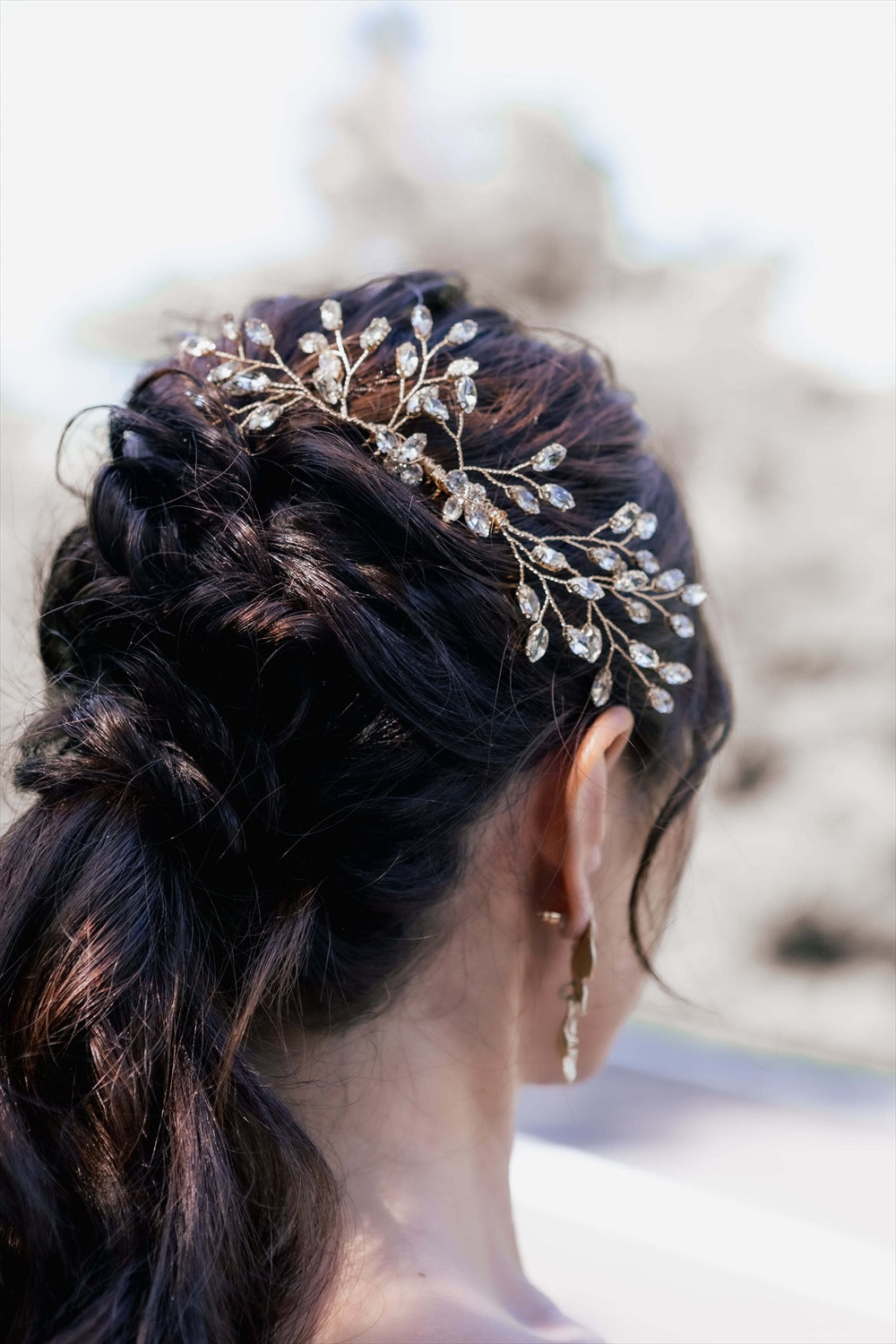 ヘアコーム　小枝ヘッドドレス　ラインストーン　ゴールド (BC-H27)｜ブライダルアクセサリー【結婚式　アクセサリー　ヘッドドレス　ヘアアクセサリー】